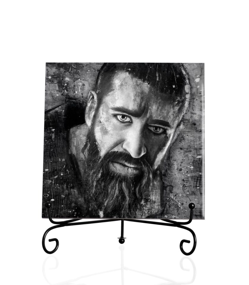 Bearded man BW -Tile