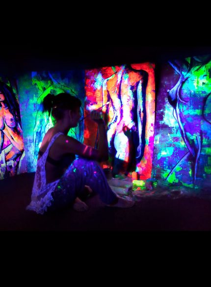 Cyberpunk Women 2077 UV painting