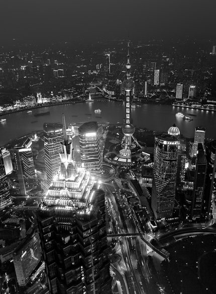 Shanghai at night B&W