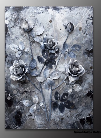 Bouquet of silver roses 3D