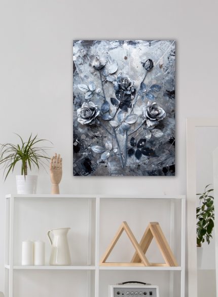 Bouquet of silver roses 3D