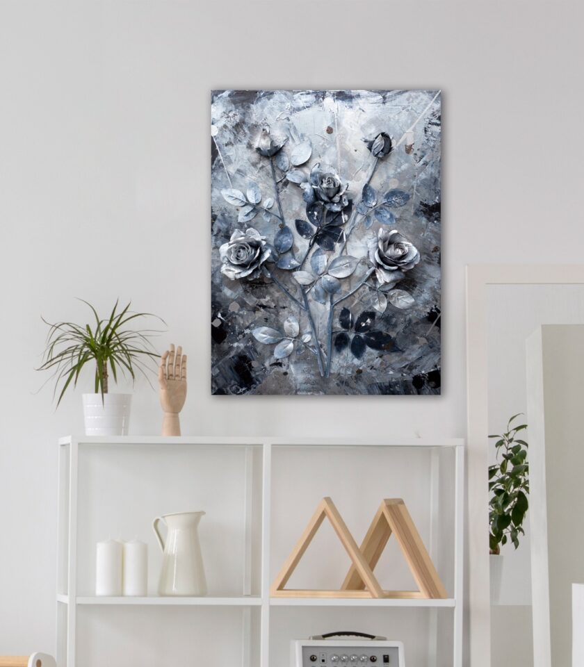 Bouquet of silver roses painting