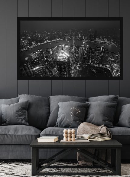 Shanghai at night B&W