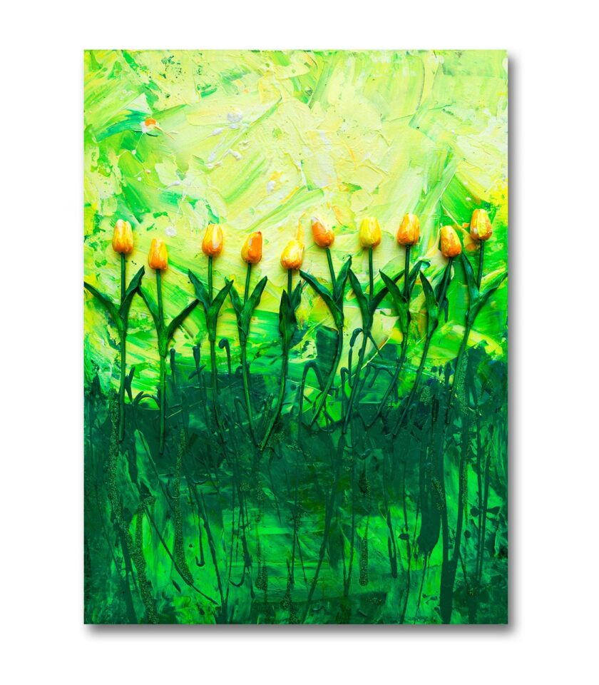 Yellow art 3D Tulips