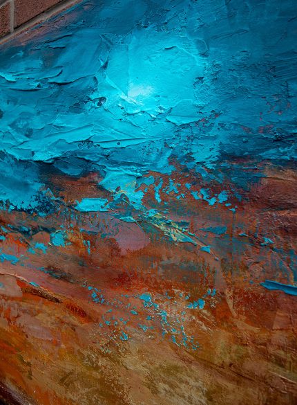 Textured Abstract Ocean Painting – Blue and Gold Modern Canvas Art