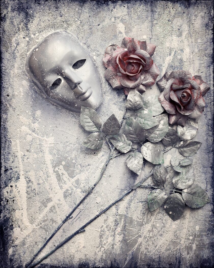 White mask roses 3D - Image 5