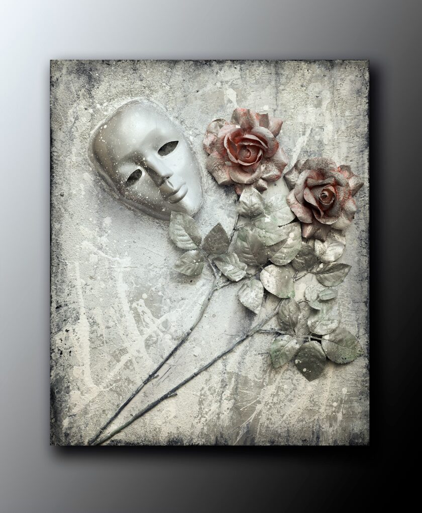 White mask roses 3D - Image 2