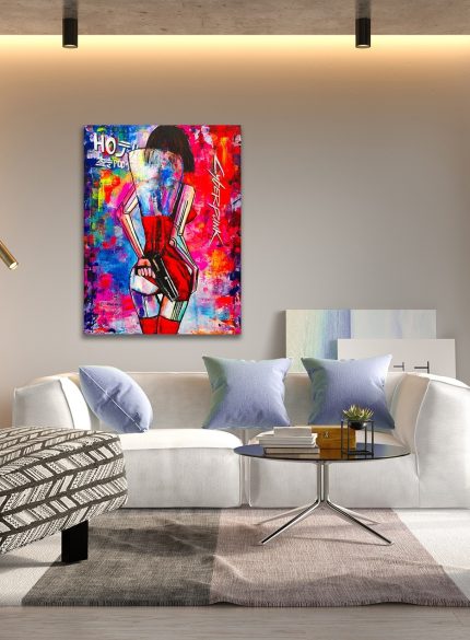 Cyberpunk Women 2077 UV painting