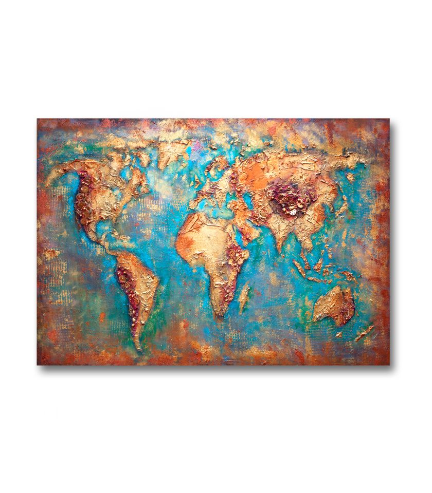 Copper World Map 3D