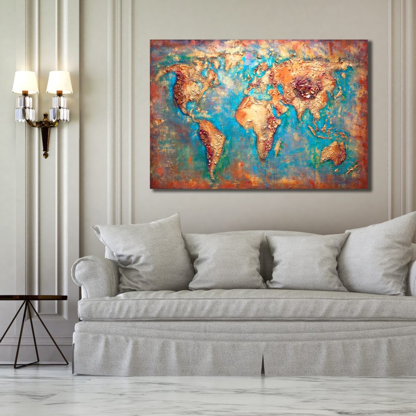 Copper World Map 3D - Image 2