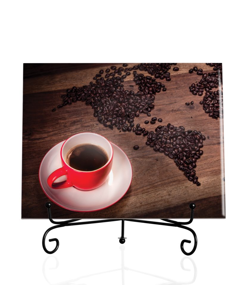 Black coffee and red cup -Tile