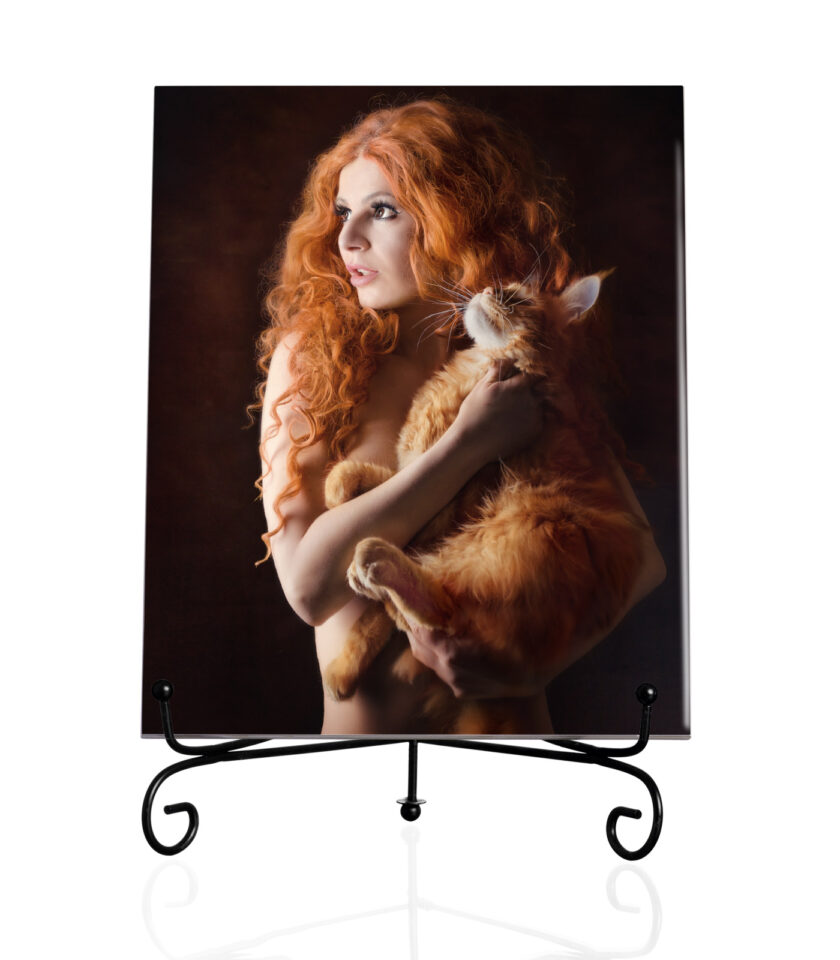 Self-portrait with cat-Tile