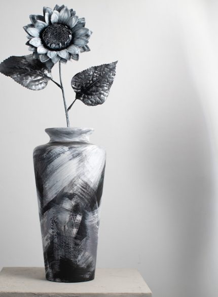 Black and White Sun flower and Vase