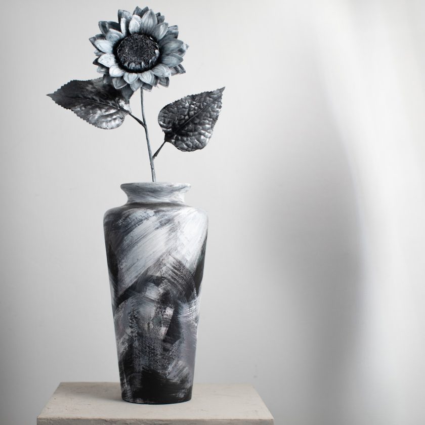 Black and White Sun flower and Vase - Image 2