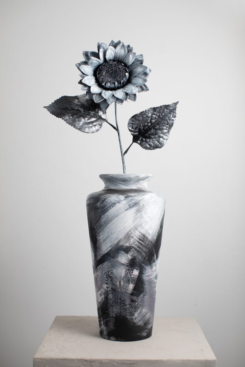Black and White Sun flower and Vase