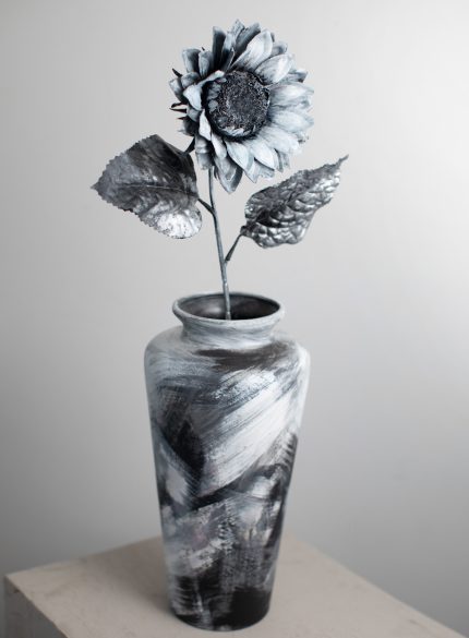 Black and White Sun flower and Vase