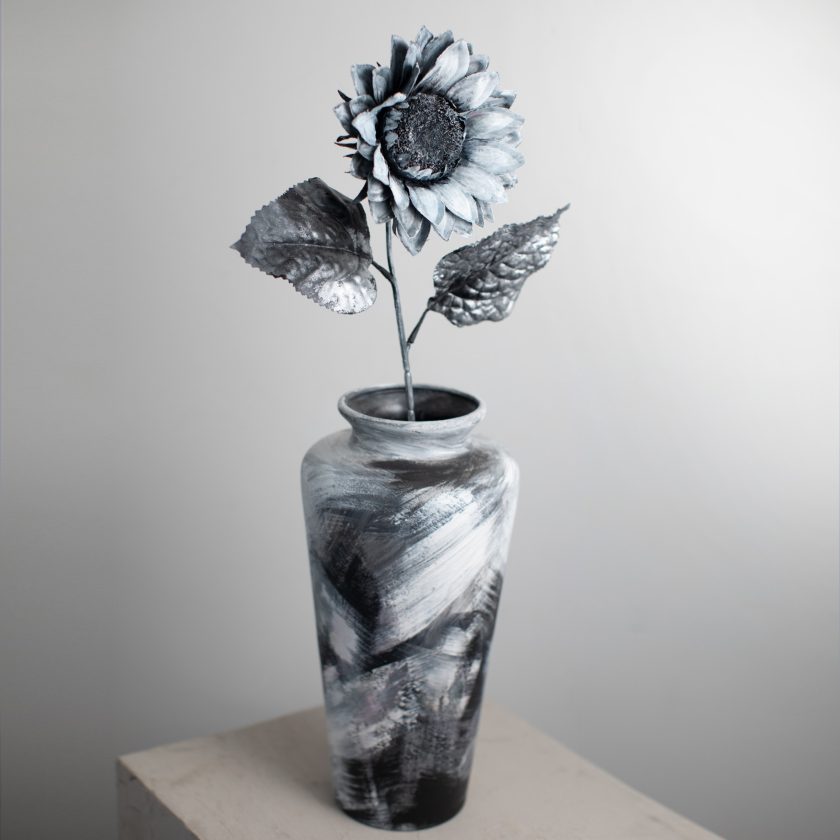 Black and White Sun flower and Vase - Image 3