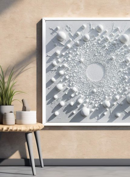 White 3D Textured Wall Sculpture | Minimalist Abstract Art