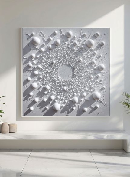 White 3D Textured Wall Sculpture | Minimalist Abstract Art