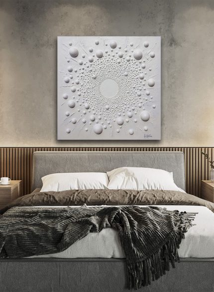 White 3D Textured Wall Sculpture | Minimalist Abstract Art