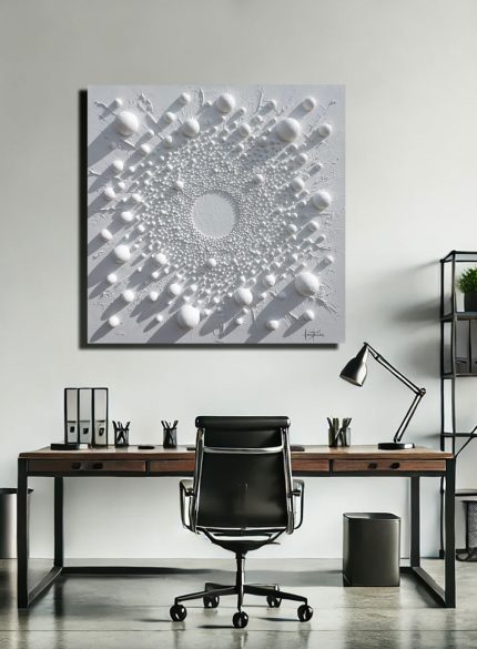 White 3D Textured Wall Sculpture | Minimalist Abstract Art
