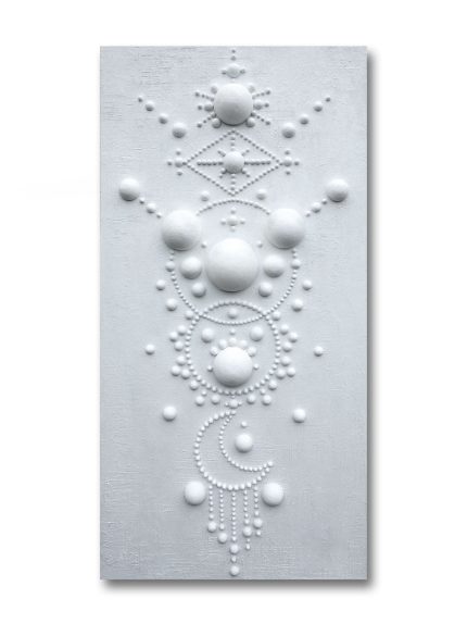 White 3D Abstract Wall Sculpture Painting | Minimalist Geometric Art