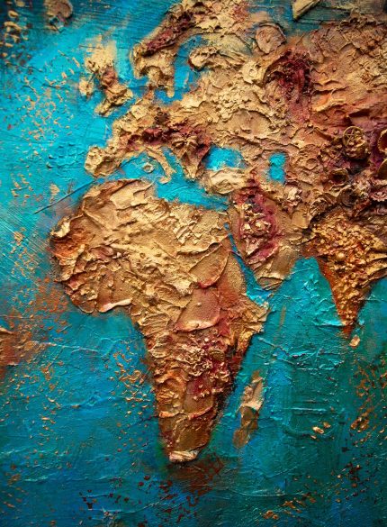 Textured World Map Painting | 3D Abstract Canvas Art