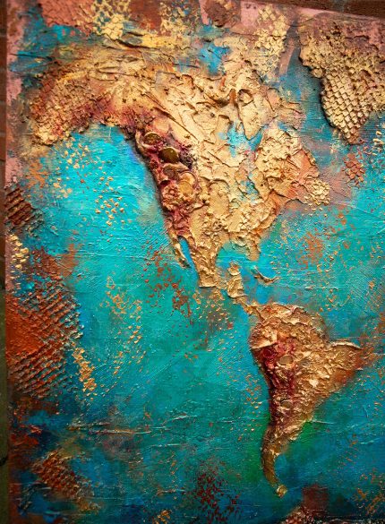 Textured World Map Painting | 3D Abstract Canvas Art