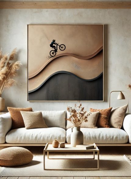 Mountain Bike Painting | Original Textured Cyclist Canvas Art