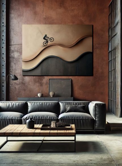 Mountain Bike Painting | Original Textured Cyclist Canvas Art