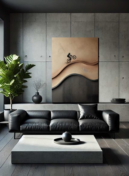 Mountain Bike Painting | Original Textured Cyclist Canvas Art