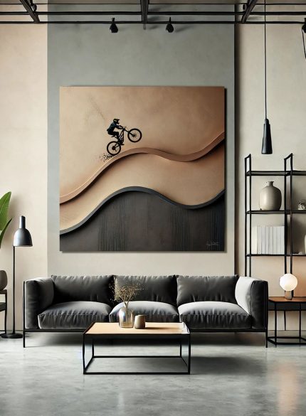 Mountain Bike Painting | Original Textured Cyclist Canvas Art