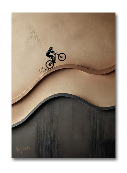 Mountain Bike Painting | Original Textured Cyclist Canvas Art