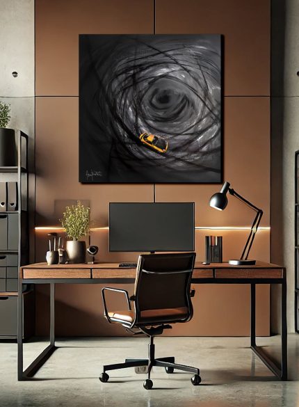 Porsche Wall Art Painting | Black Sports Car Canvas