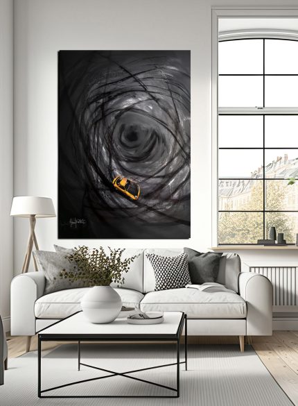 Porsche Wall Art Painting | Black Sports Car Canvas
