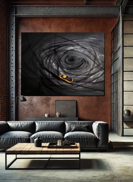 Porsche Wall Art Painting | Black Sports Car Canvas