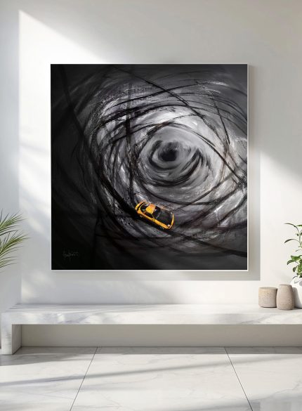 Porsche Wall Art Painting | Black Sports Car Canvas