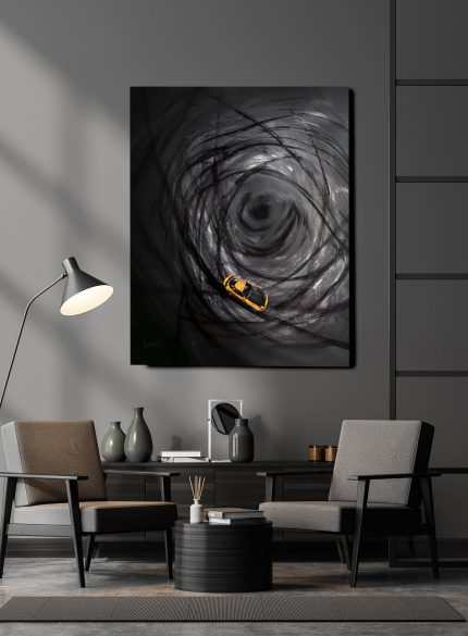 Porsche Wall Art Painting | Black Sports Car Canvas