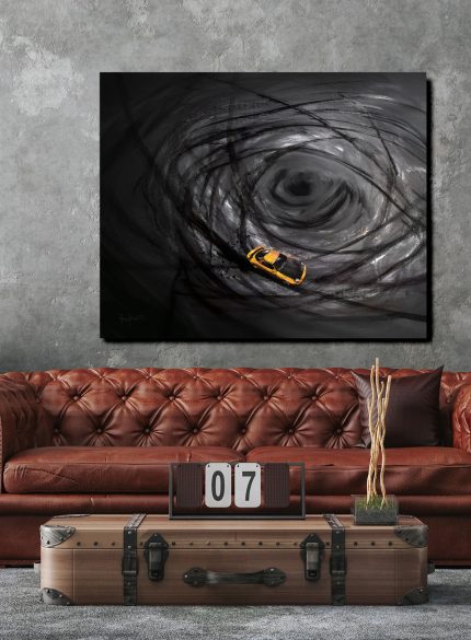 Porsche Wall Art Painting | Black Sports Car Canvas
