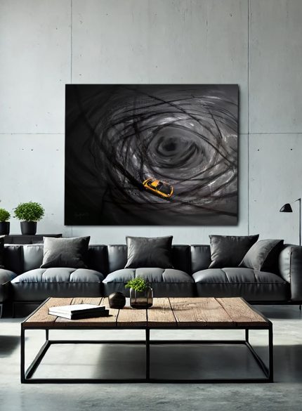 Porsche Wall Art Painting | Black Sports Car Canvas