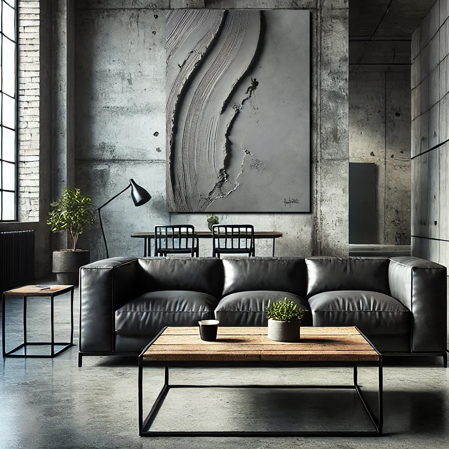 Grey 3D Textured Climbing Wall Art | Abstract Rock Climbing Sculpture Painting - Image 2