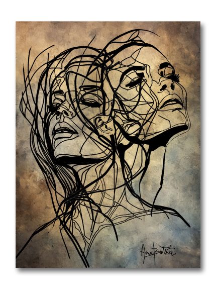 Bronze Figurative Painting on Canvas | Abstract Female Soul Art