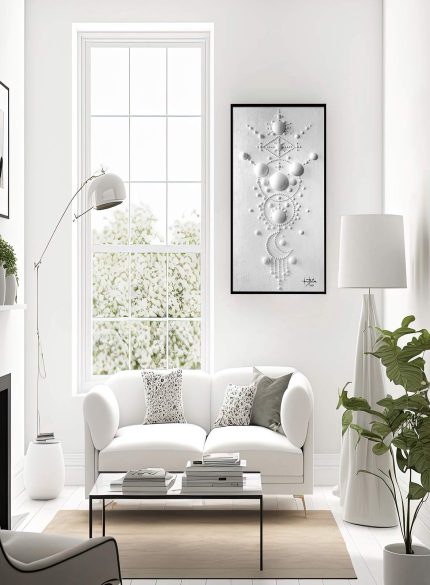 White 3D Abstract Wall Sculpture Painting | Minimalist Geometric Art