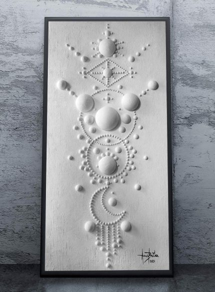 White 3D Abstract Wall Sculpture Painting | Minimalist Geometric Art