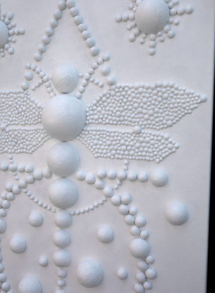 White 3D Textured Wall Sculpture Painting | Minimalist Dragonfly Abstract Art