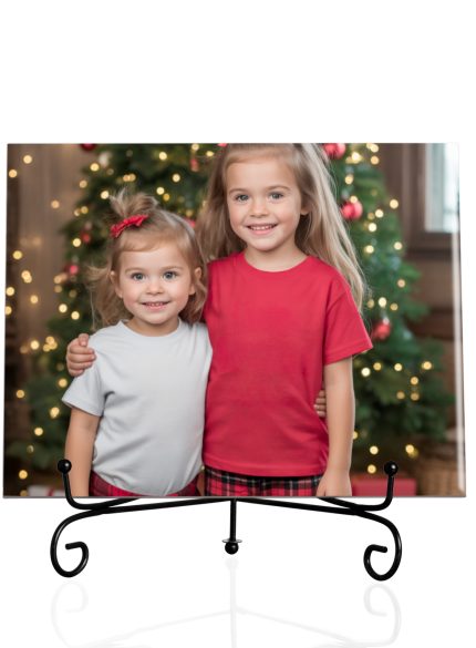 Personalised Ceramic Photo Tile – Luxury Gift in Elegant Black Presentation Box + Metal Stand & Certificate