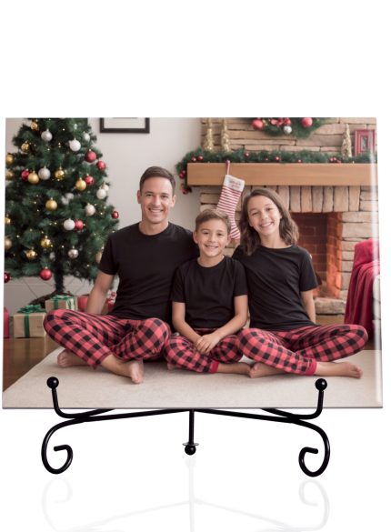 Personalised Ceramic Photo Tile – Luxury Gift in Elegant Black Presentation Box + Metal Stand & Certificate